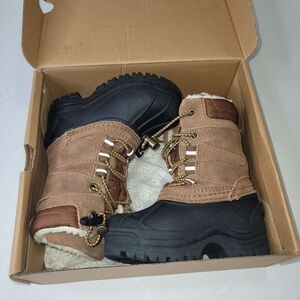 KHOMBU Kids YOUTH Size 7M Snow Waterproof Duck Boots Brown Black WARM NEW in Box